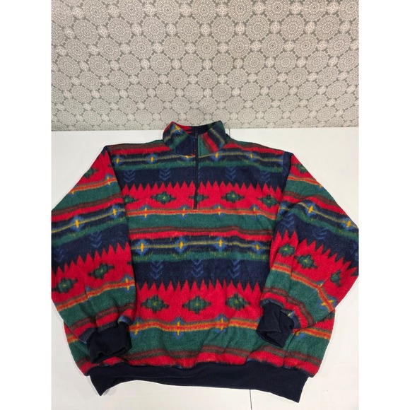 Alfred Dunner Petite Aztec Southwestern Fleece Pullover Jacket Colorful PM - Picture 1 of 8